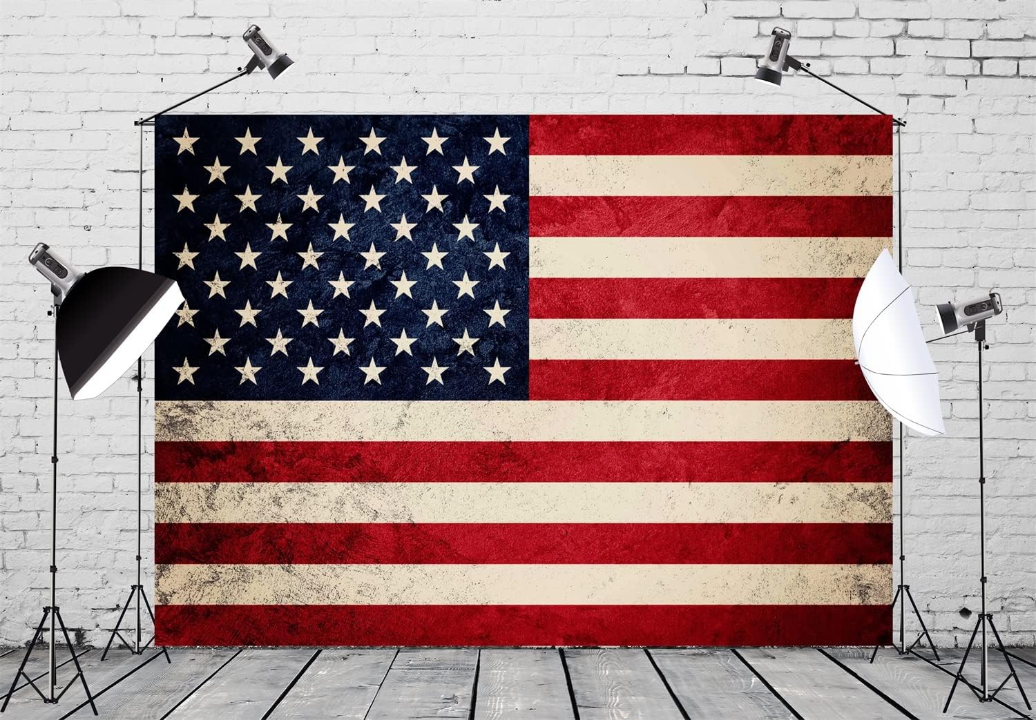 BELECO American Flag Backdrop Fabric Retro Blue Patriotic Independence ...